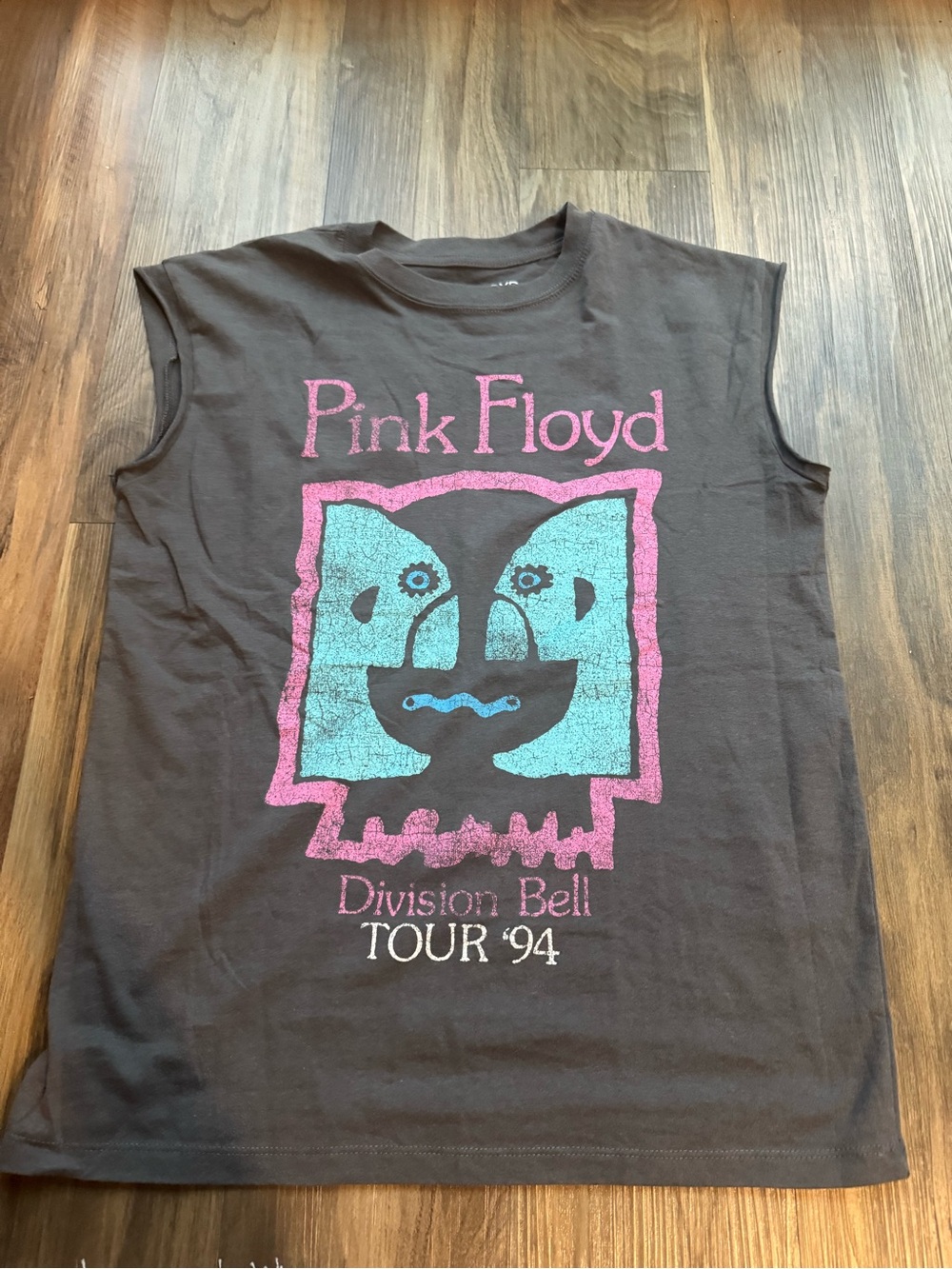 Pink Floyd Black Tank Top with Pink & Teal Tour Graphic